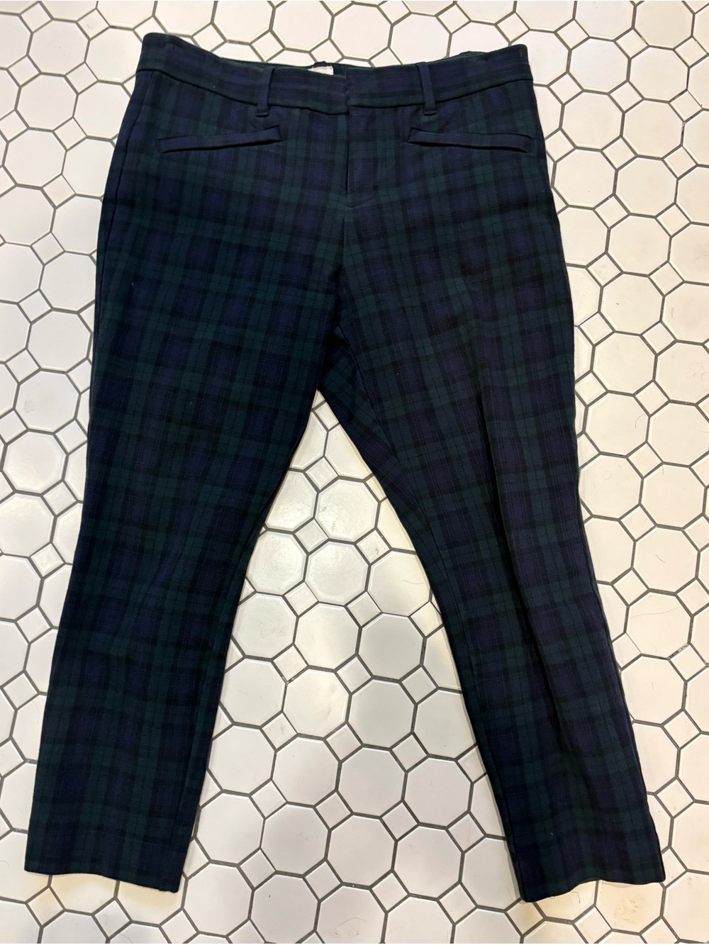 Gap Skinny Plaid Pants in Navy and Dark Green